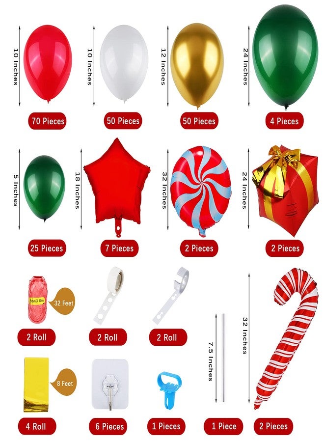 RUODON Christmas Balloon Arch Kit - 233 Pieces with Candy, Cane, Latex, Gift Box & Star Balloons for Party Decorations - Image 2